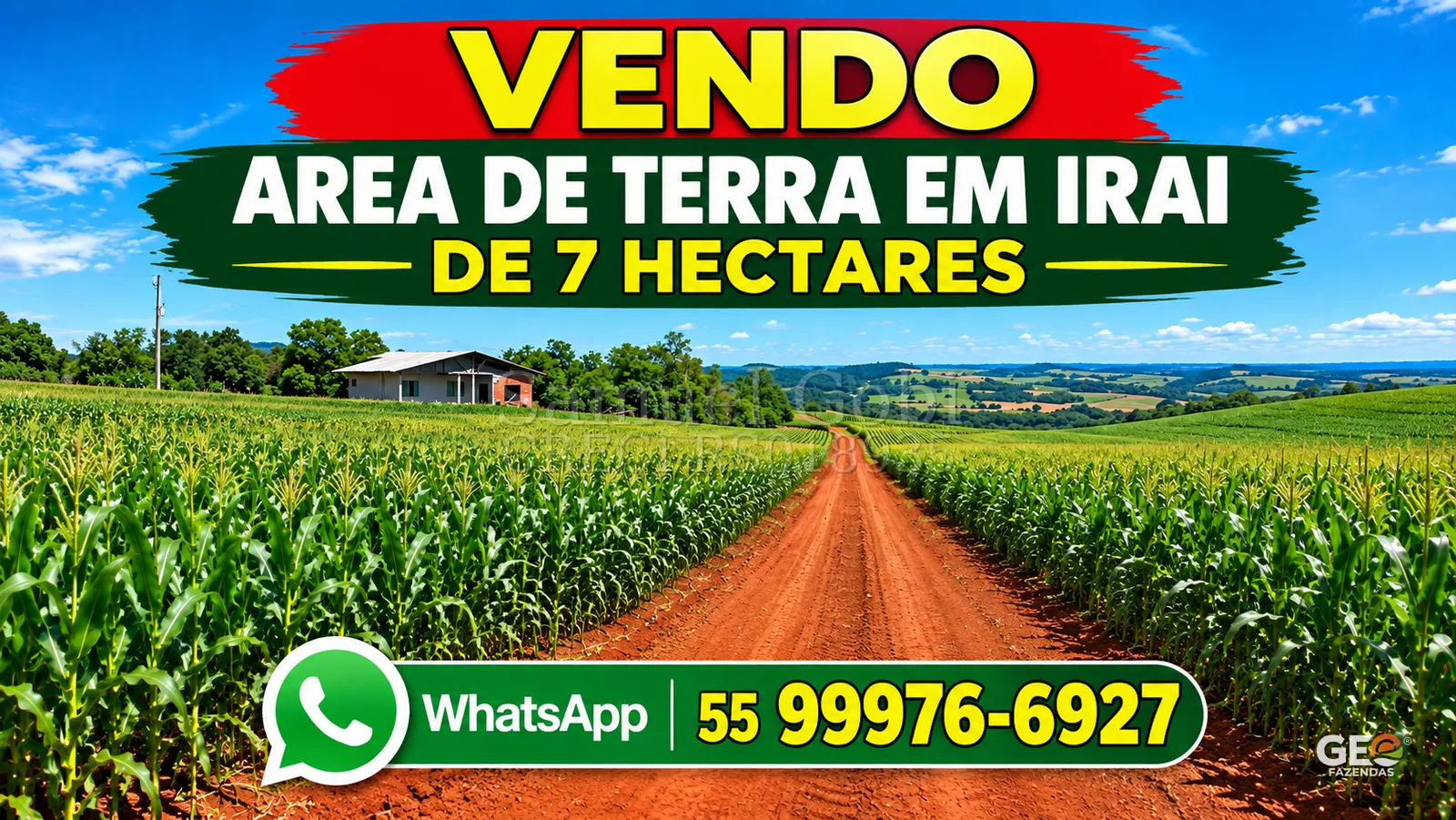 Área rural de 7 hectares em Iraí com estrada de terra