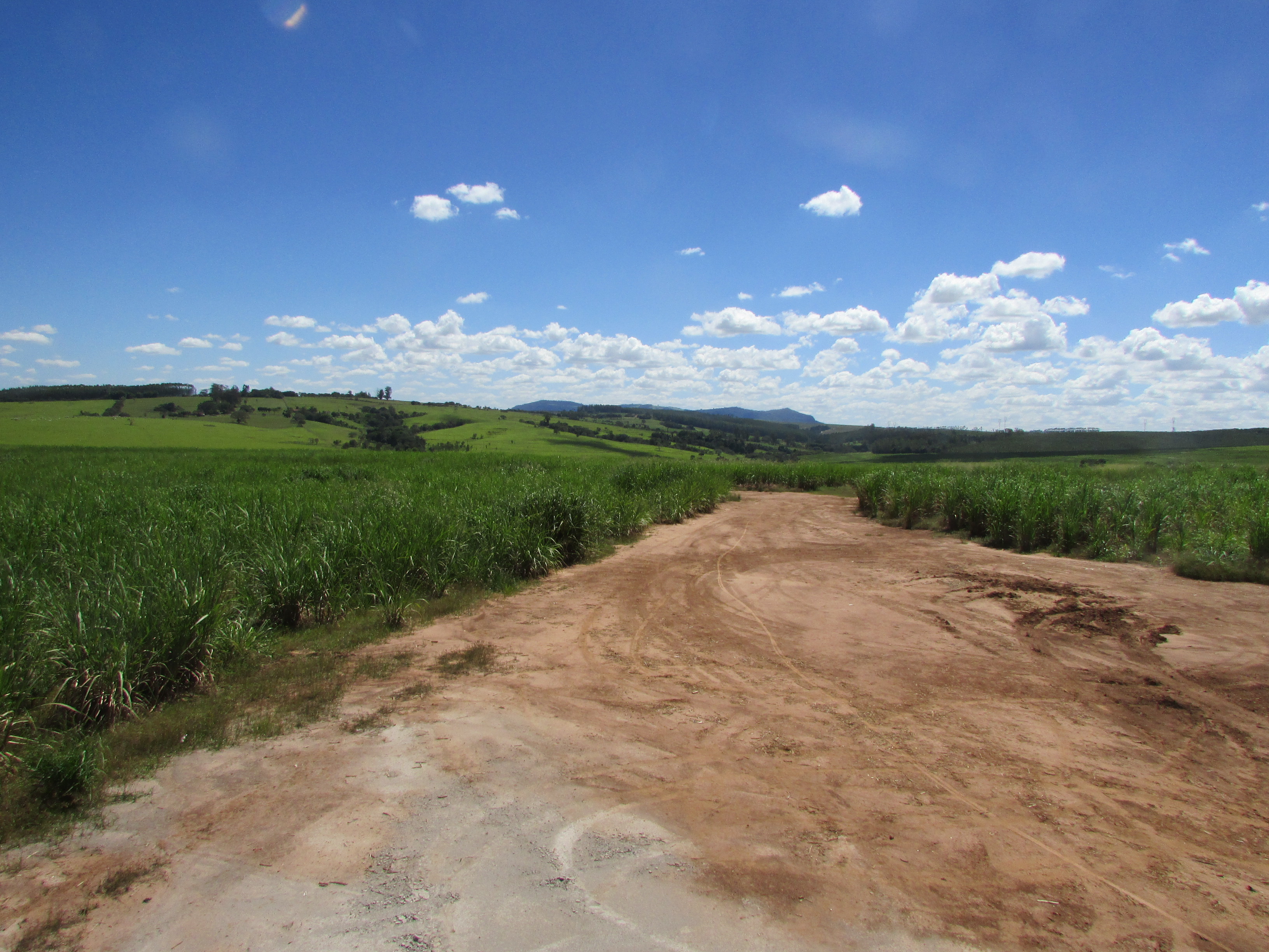 Área rural com pastagem e estrada de terra