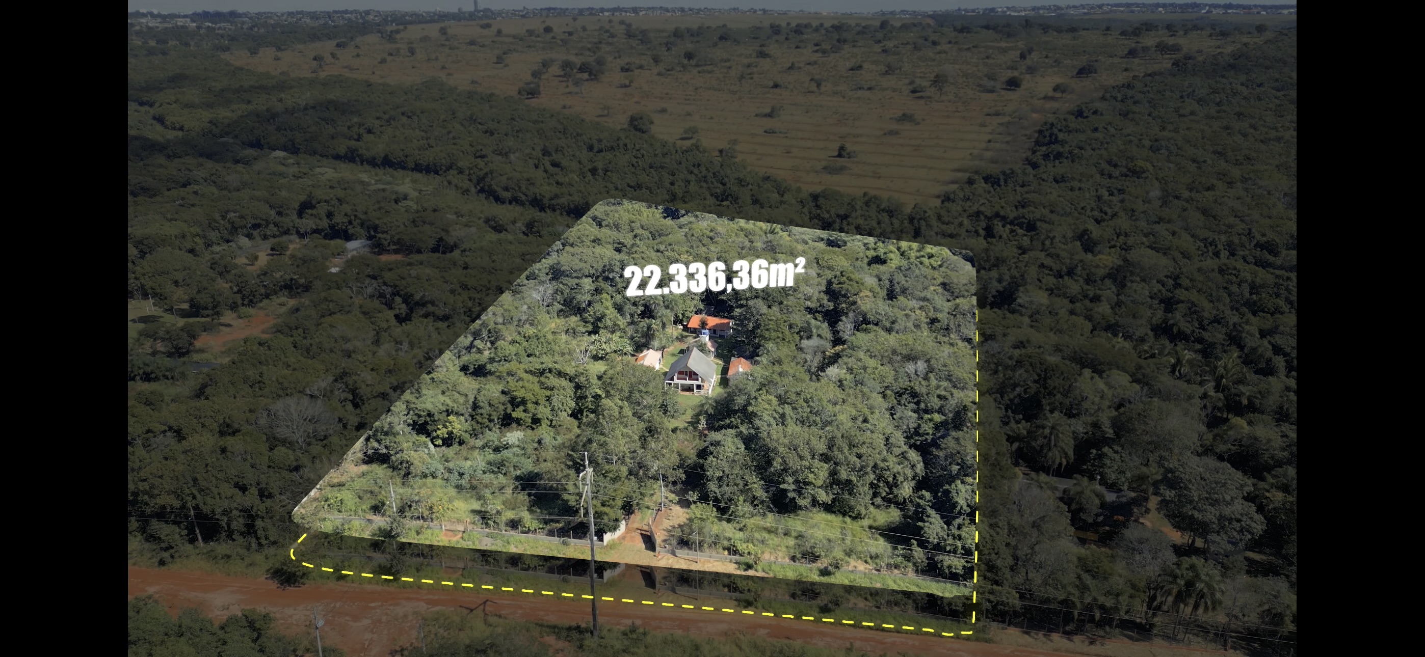 Propriedade rural delimitada com área de 22.336 m²